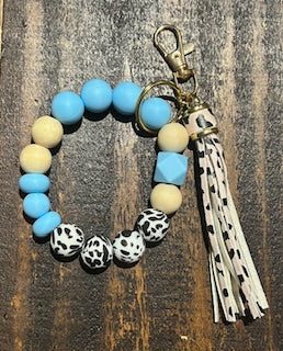 Light Blue Cow Print Wristlet