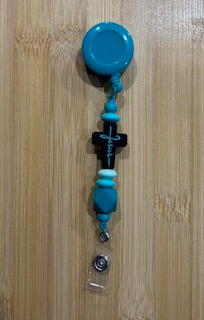 Turquoise Jesus Badge Reel